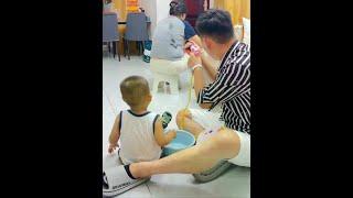 After having a son, Dad learned to blame others. #Funny daily life of cute baby #Gold medalist in p