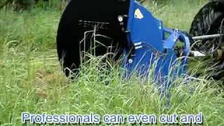 Ryetec Professional flail scarifier collectors in action