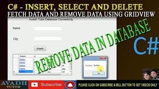 how to delete data using C# || remove data using gridview c# || fetch data ingridview and delete