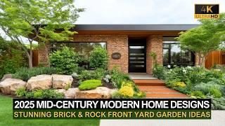 Mid-Century Modern Homes with Stunning Brick & Rock Front Yards | 2025 Small Garden Ideas