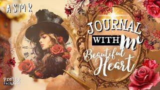 ASMR ️Aesthetic Journaling Red Collage Scrapbooking | Journal With Me Relaxing and Calming 