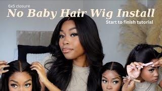 NO BABY HAIR WIG INSTALL 6X5 GLUELESS WIG FT Megalook hair