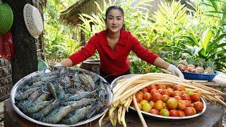 Countryside Life TV: Yummy river shrimp cooking - Sour shrimp soup cooking