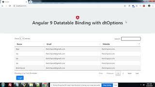 Angular 9 Datatable Binding with dtOptions