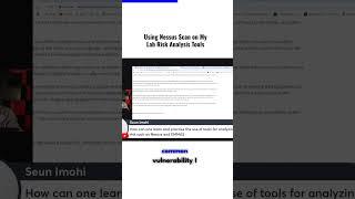 Using Nessus Scan on My Lab Risk Analysis Tools
