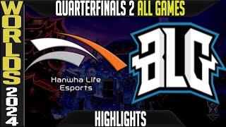 HLE vs BLG Highlights ALL GAMES LoL Worlds 2024 Quarterfinals Hanwha Life Esports vs Bilibili Gaming