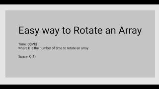 Array Rotation for K times.