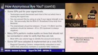 DEFCON 16: Free Anonymous Internet Using Modified Cable Modems