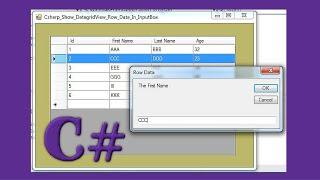 C# Tutorial - How To Set Selected Row Values From DataGridView Into InputBox In C# [ With Code ]