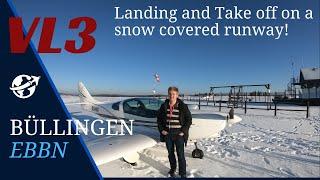 VL3 Evolution JMB Aircraft : landing and take off on a snow covered runway at Büllingen EBBN