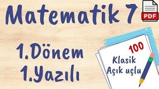 7. Sınıf Matematik 1. Dönem 1. Yazılı Soruları Yazılıya hazırlık +PDF 2023 2024 açık uçlu / klasik