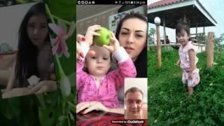 Russian young mother with her daughter in bigo live