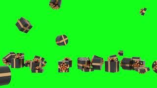 3d Black and Gold Gift Boxes Falling and Flying on Green Screen | Chroma Key Background | 4K