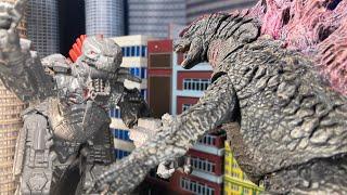 Godzilla Evolved VS MECHA GODZILLA (stop motion battle)