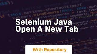 selenium java open a new tab