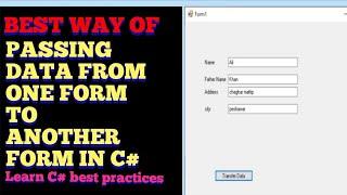 How to Pass Values Between Forms in c# | Passing data from one form to another in c#