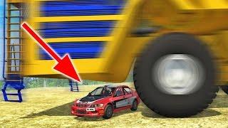 БелАЗ раздавил машины! Страшные повреждения! - BeamNG Drive