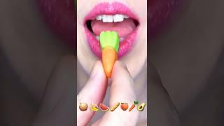 asmr BROCCOLI MINI MOCHI GUMMY CARROTTINY EMOJI FOODS⭐️satisfying eating sounds mukbang 먹방