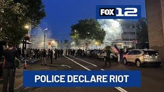 3 arrested after PPB declares riot near Portland ICE building