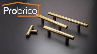 Probrico Stainless Steel Kitchen Hardware Brushed Brass Finish Cabinet Handles and Knobs