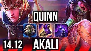 QUINN vs AKALI (TOP) | 11/2/8, Legendary, Rank 14 Quinn | EUW Master | 14.12