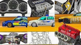 The Biggest Car Engines Animation | Subaru ej257 | EVO | Honda K Series | Acura integra | and more 