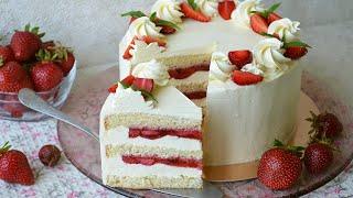 ТОРТ С КЛУБНИЧНОЙ НАЧИНКОЙ . Летний ТОРТ С КЛУБНИКОЙ | STRAWBERRY CAKE