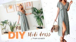 DIY MIDI DRESS from scratch - An easy way to make a pretty dress for your wardrobe