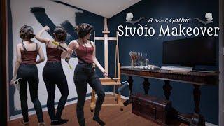 A DARKER Studio Makeover || My Goals for 2023 || A Salem Approved Space | Antique Table, DIY Shelves