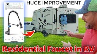 Installing a residential faucet in our RV… BIG IMPROVEMENT! #rvliving #rvlife