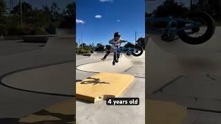 4 year old progressing his Tailwhip on BMX