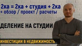 Деление на студии. Инвестиции в недвижимость. Обзор студии. Проект. Расчеты. Инвесторский ремонт.