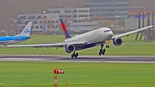 SPECTACULAR HEAVY CROSSWIND STORM LANDINGS Winds up to 100km/h! Amsterdam Schiphol Airport