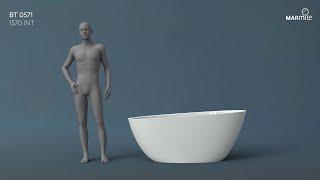 Bath ergonomics analysis for BT 0571 1570 INT. Body position of a man 185cm tall.