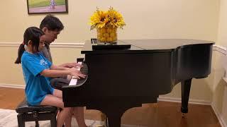 Agatha Dinata (8 year old) plays Russian Waltz piano duet with Dad