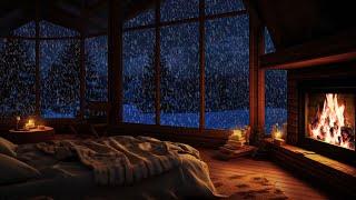  Relaxing Blizzard with Fireplace Crackling | fall Asleep | Winter wonderland overcome all chaos