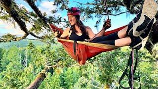 Sleeping 300 FEET high up an Old Growth TREE!!  | Hammock Camping