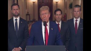 President Trump says We Love You God during national address on Iranian bomb strikes