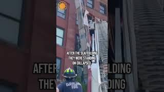 Brick workers left hanging from building #shorts