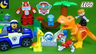 Paw Patrol Rescue the Dinosaurs T-Rex Jurassic World Lego Duplo Sets Marshall Chase Rescue Bots Toys