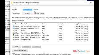 Unable to save permission changes on parameters - Access is denied Fix