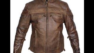 Mens retro brown top grain buffalo hide cafe leather racer motorcycle jacket