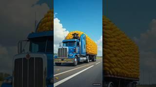 The cow brought a truck full of bananas and lychees for the grandmother! #ai #grandmother #baffalo