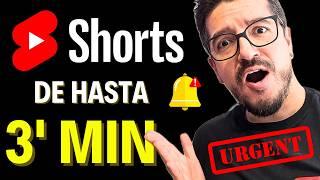 SÚPER NOTICIA!! Los YOUTUBE SHORTS Aumentan su DURACIÓN Hasta a 3 MINUTOS 