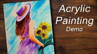 Acrylic Painting for Beginners | Easy Abstract Demo