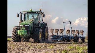 JOHN DEERE 8R & LEMKEN eurotitant au labour dans les Landes