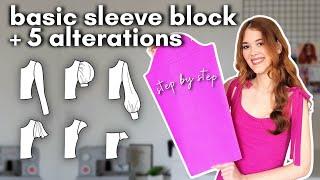 MAKE ANY SLEEVE PATTERN YOU WANT - basic sleeve block full patternmaking tutorial + 5 alterations