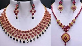 Latest Gemstone Ruby Necklace Designs Under 10 to 70 gram Gold