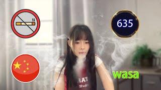 Last cigarette, I'm off to eat. Chinese smoking girl, Wasa. 635