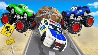 Police Car Toys Goes to Help JCBs and Construction Vehicles | Dinky TV